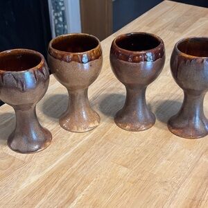Rustic Brown Ceramic Goblets Set